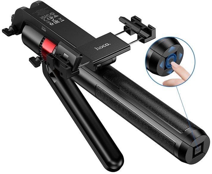 HOCO DYY04 Star Smart Face Tracking Gimbal Selfie Stick, 1.8m Extendable, AI Auto Tracking, Bluetooth Remote, Tripod - Black