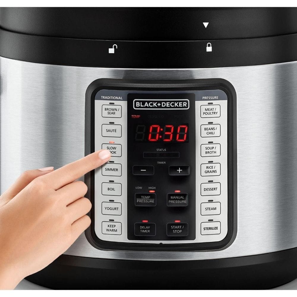 Black + Decker Smart Steam Pot 1350W - 9-in-1 Electric Pressure Cooker, 10L Capacity, 14 Smart Programs, Touch Control LED Display | PCP1010-B5