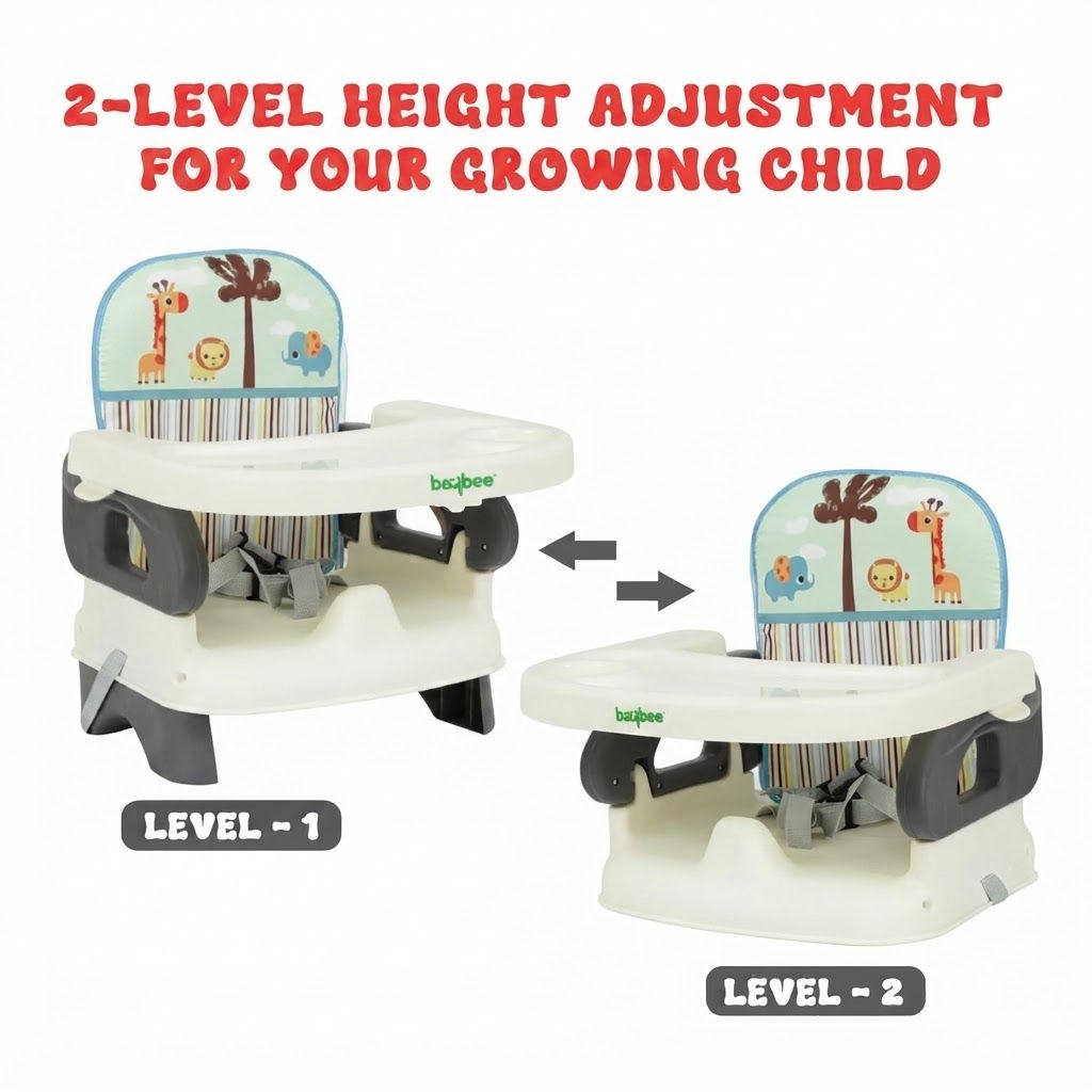 Baybee 2-in-1 Baby Booster Seat for Dining, Portable Feeding Chair with Removable Tray & 3-Point Safety Harness