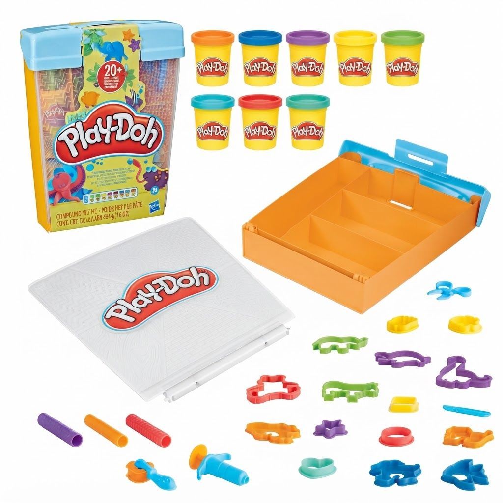 Play-Doh Imagine Animals Storage Set, 22-Piece Creative Arts & Crafts Kit for Kids 3+ Years Non-toxic modeling compound 
