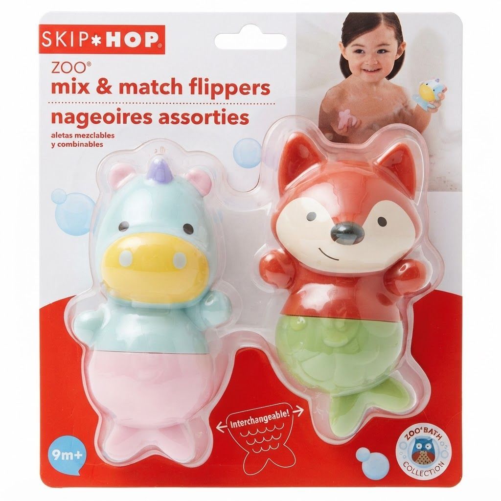 Skip Hop Zoo Mix And Match Flippers Unicorn And Fox Toy Set 9+ Months, Easy For Little Hands To Hold, Twists Apart For Easy Cleaning - Multicolour