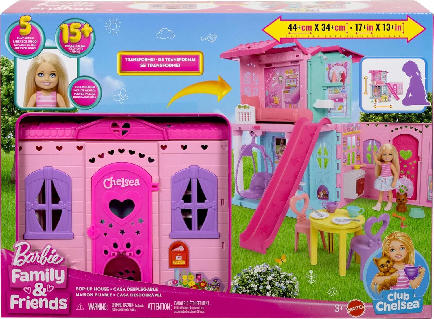 Barbie Chelsea Dollhouse with Accessories - Pop-Up House & Play Areas