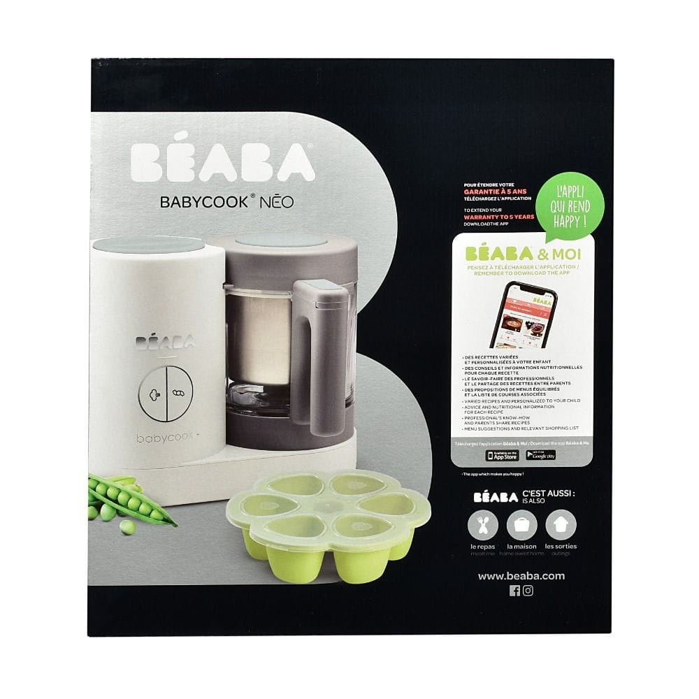 Beaba Babycook Neo Robot Cooker, 6 In 1 Food Processor, 50% Reduction Water And Energy Consumption, Ultra Performance Mixing - Gray/White
