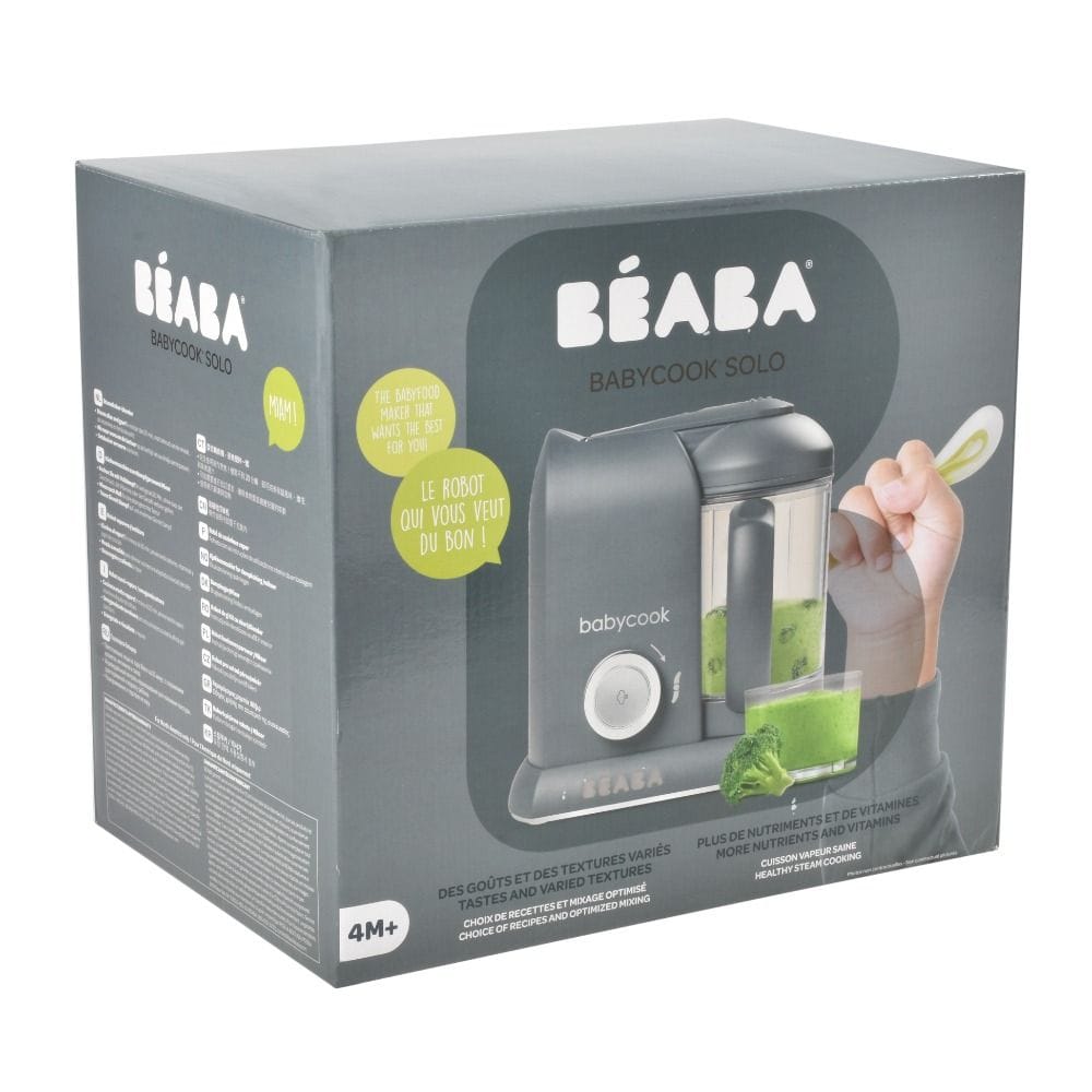 Beaba Babycook Solo Robot Cooker, 6 In 1 Food Processor, Healthy Gentle Steaming, Puree Maker And Warmer, Easy To Use - Dark Gray