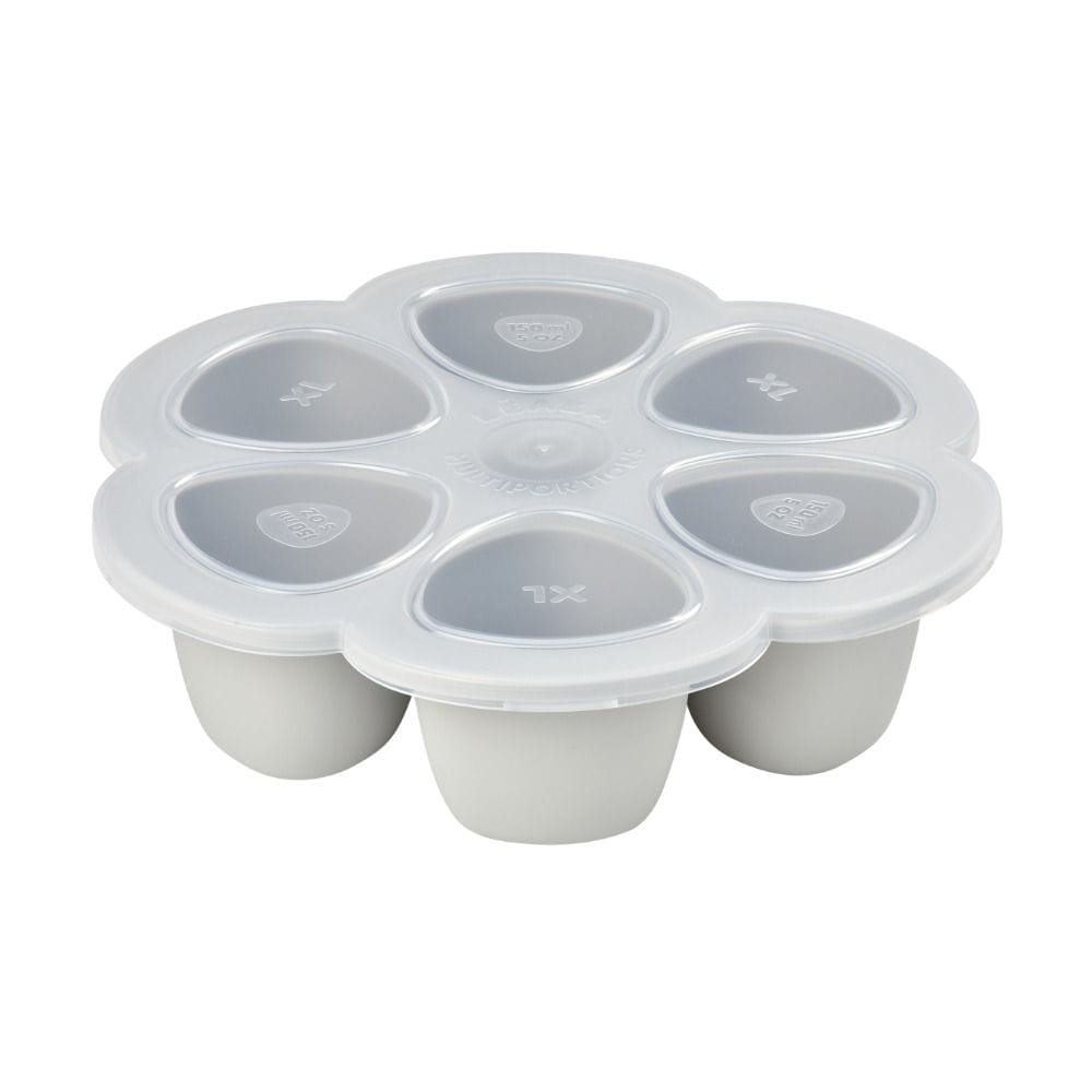 Beaba Multiportions Silicone Tray 150ml 6 Pieces, Supple Preshaped Silicone, 6 Individual Compartments, Ergonomic Design, Airtight Lid - Light Mist