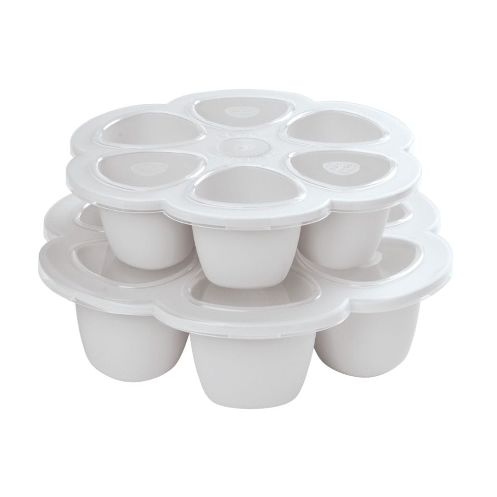 Beaba Multiportions Silicone Tray 90ml Supple Preshaped Silicone, 6 Individual Compartments, Ergonomic Design, Airtight Lid - Light Mist