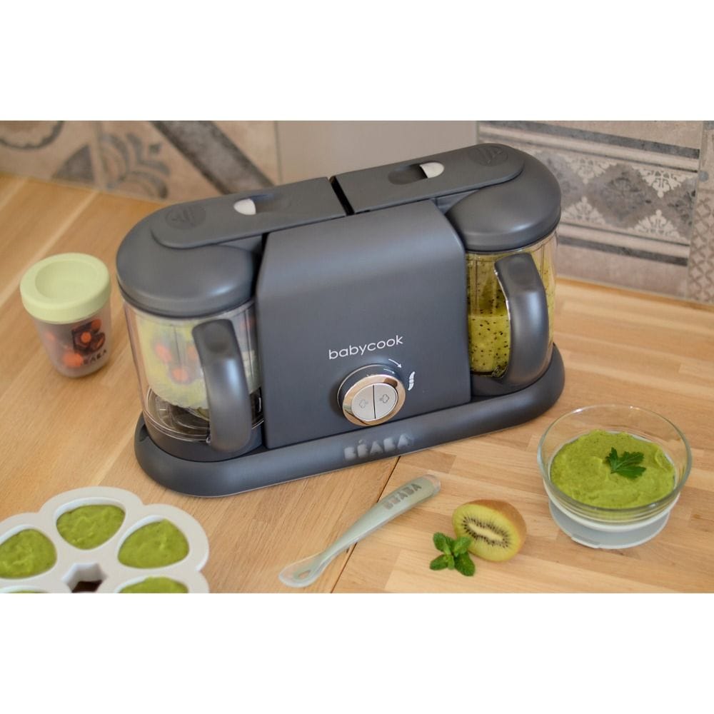 Beaba Babycook Duo Robot Cooker, XXL Capacity, Two Independent Bowls, Healthy Gentle Steaming - Dark Gray