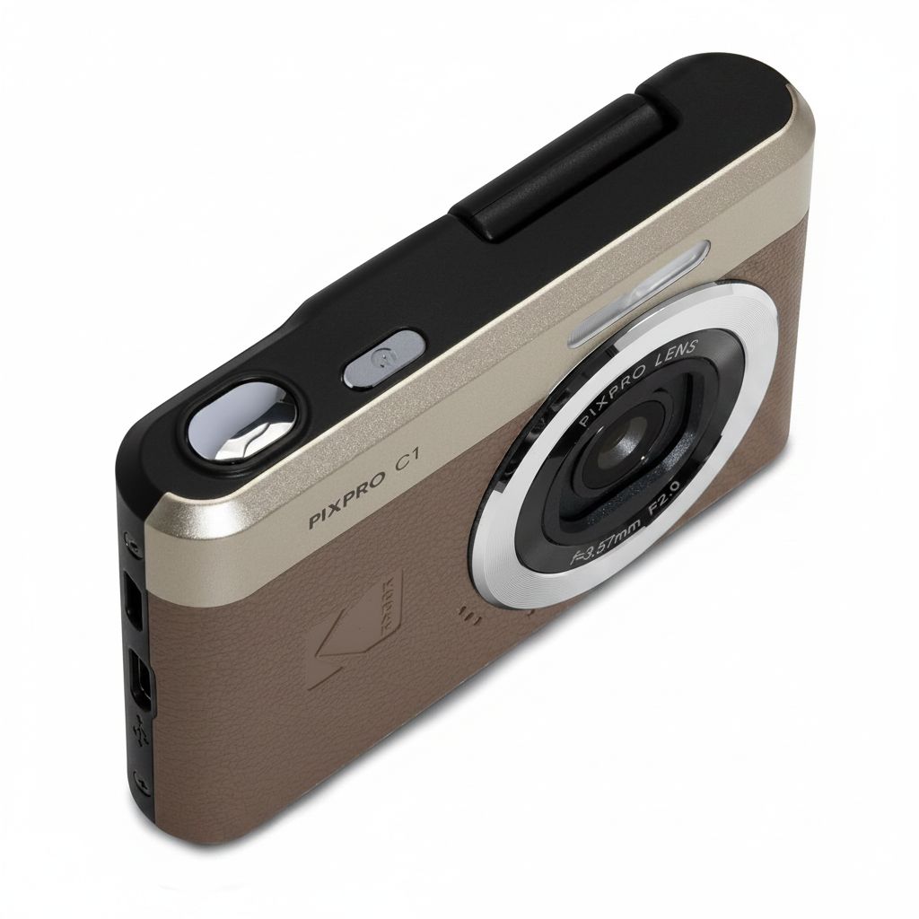 Kodak PIXPRO C1 Ultra-Compact Digital Camera 13MP with BSI CMOS Sensor, 4X Digital Zoom, 2.8-Inch LCD Screen & 16GB Built-In Storage | Brown