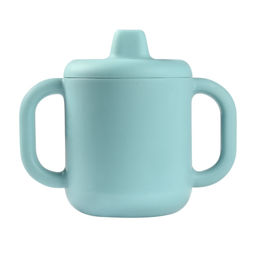 Beaba Silicone Learning Cup 8+ Months, Cup Volume 170ml, 100% Silicone, Large Handles, Easy To Hold, Ergonomic Handles, Removable Lid, Soft Spout - Blue