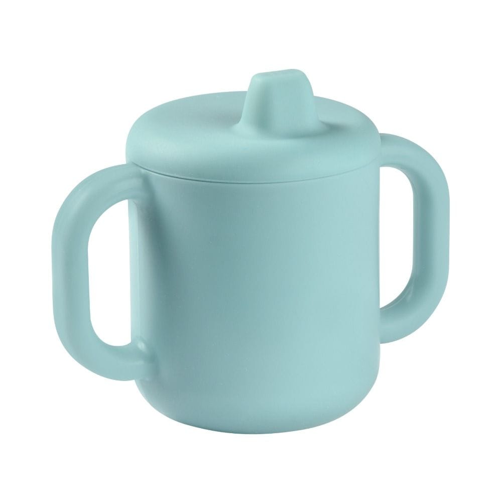 Beaba Silicone Learning Cup 8+ Months, Cup Volume 170ml, 100% Silicone, Large Handles, Easy To Hold, Ergonomic Handles, Removable Lid, Soft Spout - Blue