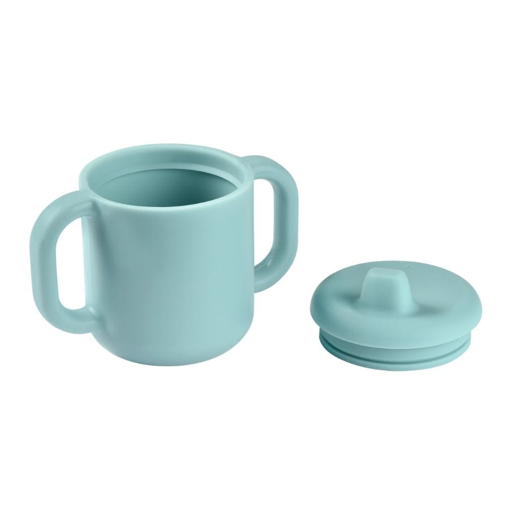 Beaba Silicone Learning Cup 8+ Months, Cup Volume 170ml, 100% Silicone, Large Handles, Easy To Hold, Ergonomic Handles, Removable Lid, Soft Spout - Blue