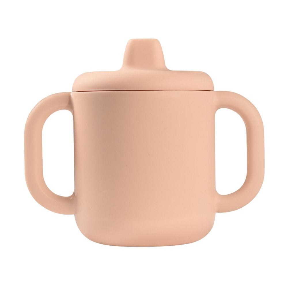Beaba Silicone Learning Cup 8+ Months, Cup Volume 170ml, 100% Silicone, Large Handles, Easy To Hold, Ergonomic Handles, Removable Lid, Soft Spout - Pink