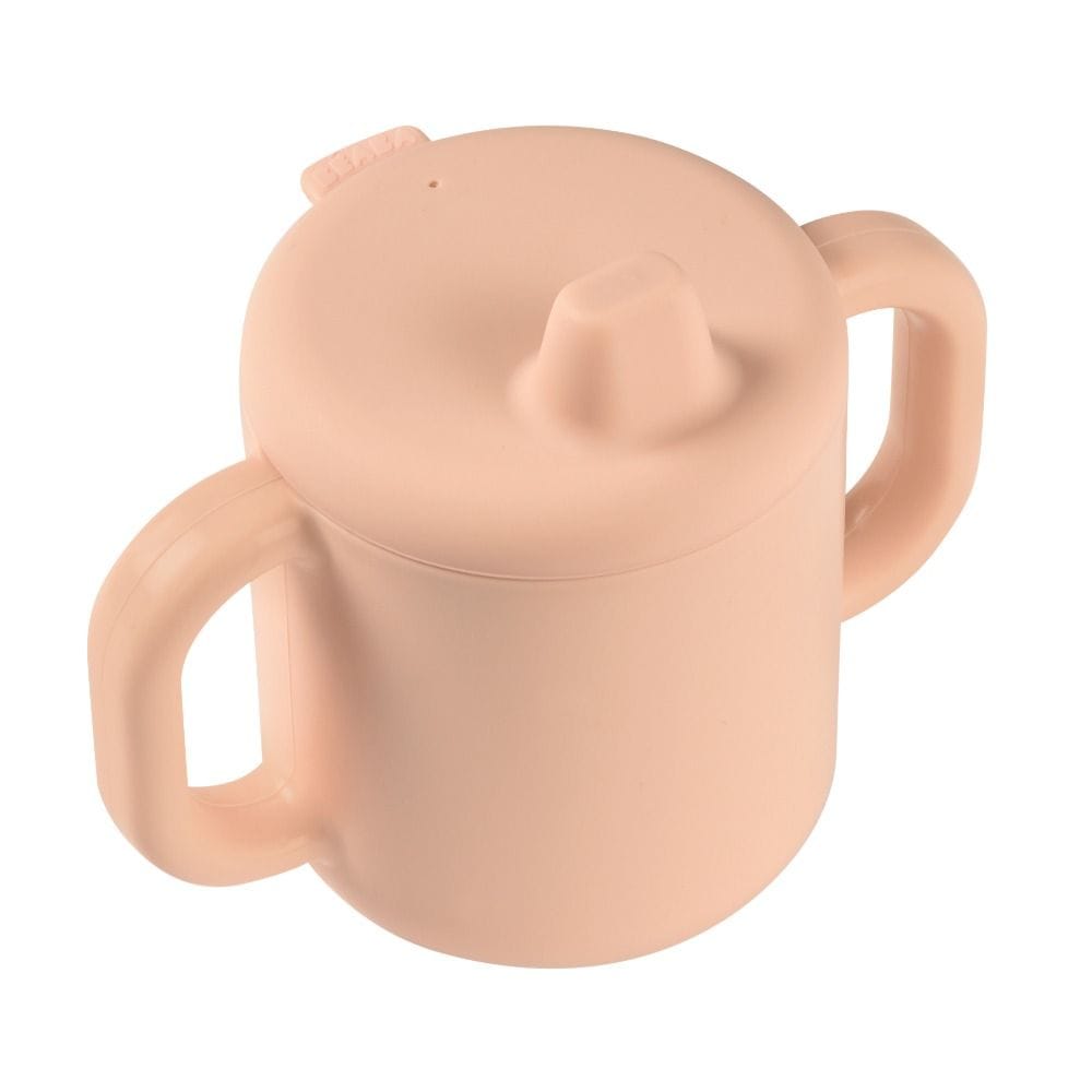 Beaba Silicone Learning Cup 8+ Months, Cup Volume 170ml, 100% Silicone, Large Handles, Easy To Hold, Ergonomic Handles, Removable Lid, Soft Spout - Pink