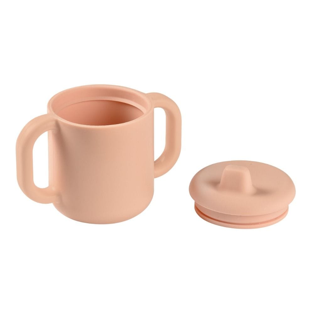 Beaba Silicone Learning Cup 8+ Months, Cup Volume 170ml, 100% Silicone, Large Handles, Easy To Hold, Ergonomic Handles, Removable Lid, Soft Spout - Pink