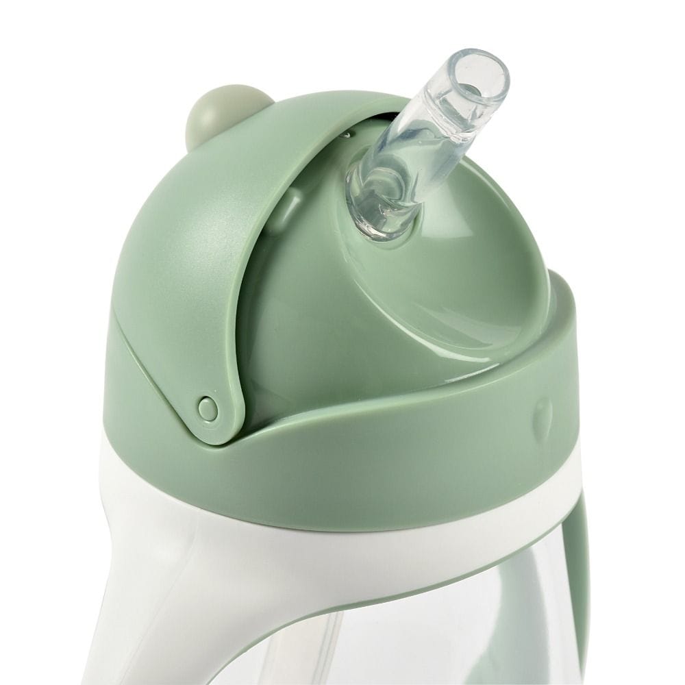 Beaba Straw Cup, Capacity 300ml, 100% Leak Proof, Easy To Clean And Hygienic, Removable Handles - Sage Green
