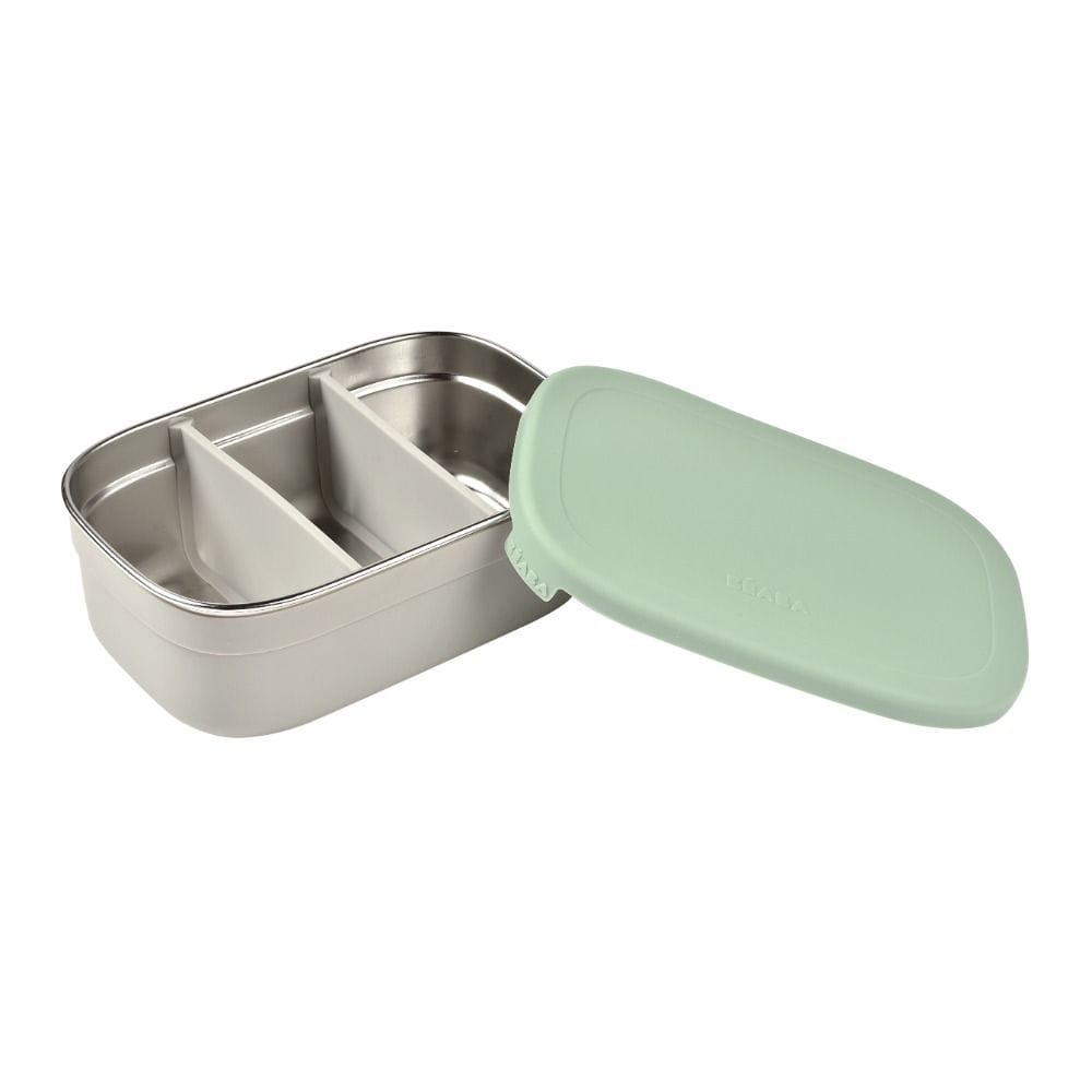 Beaba Stainless Steel Lunch Box, Lightweight & Portable, Safe & Stylish Design, BPA-Free, BPS Free - Velvet Gray/Sage Green