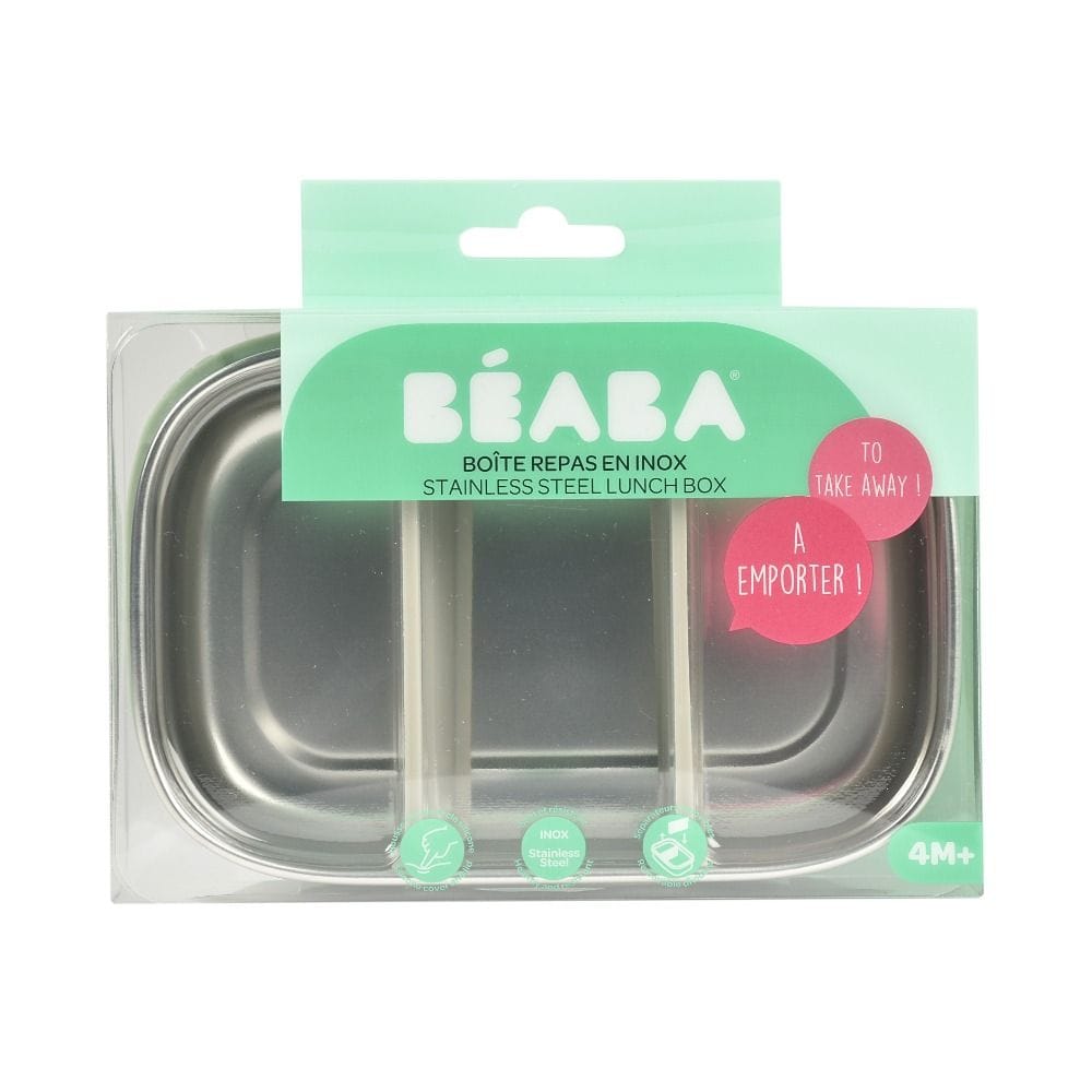 Beaba Stainless Steel Lunch Box, Lightweight & Portable, Safe & Stylish Design, BPA-Free, BPS Free - Velvet Gray/Sage Green