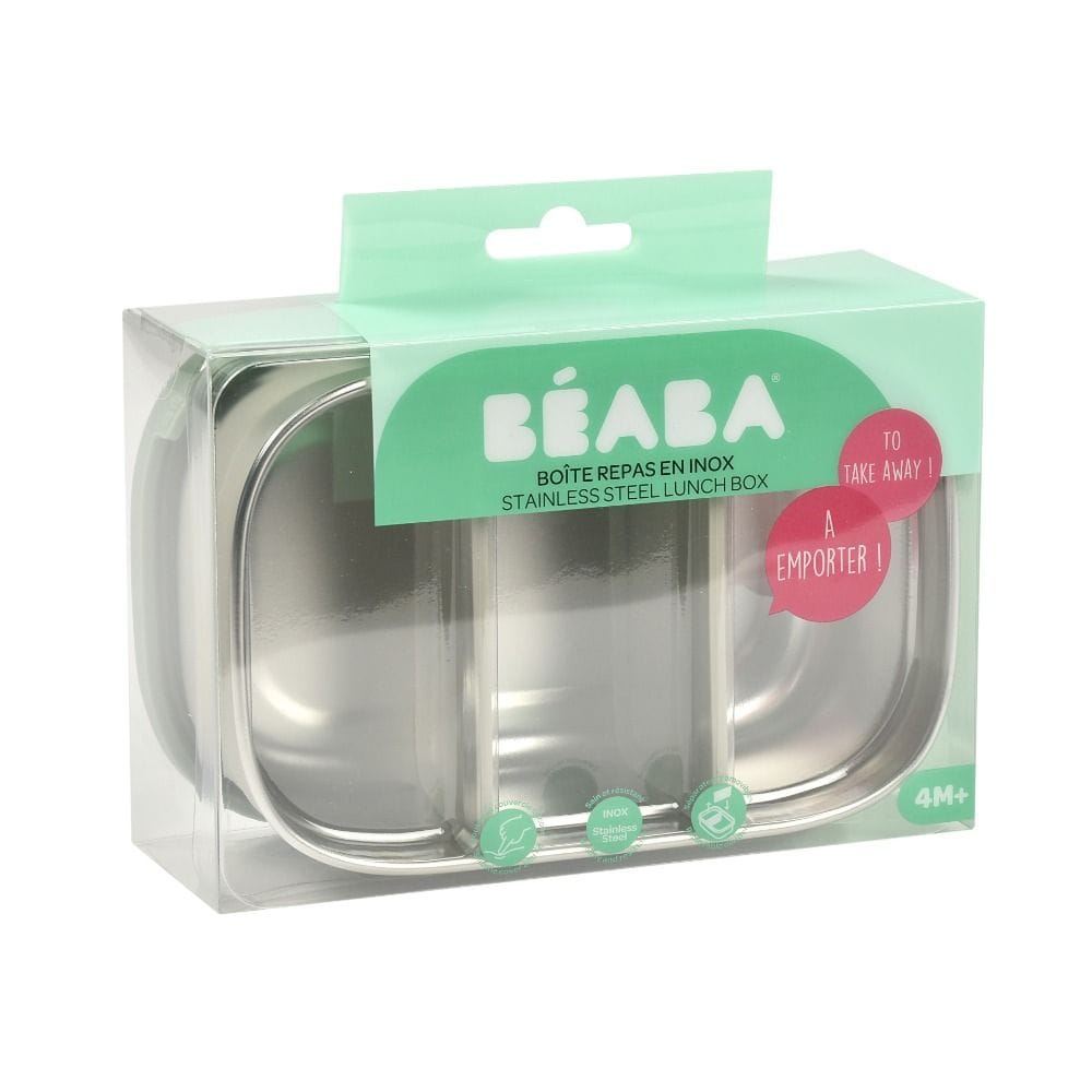 Beaba Stainless Steel Lunch Box, Lightweight & Portable, Safe & Stylish Design, BPA-Free, BPS Free - Velvet Gray/Sage Green