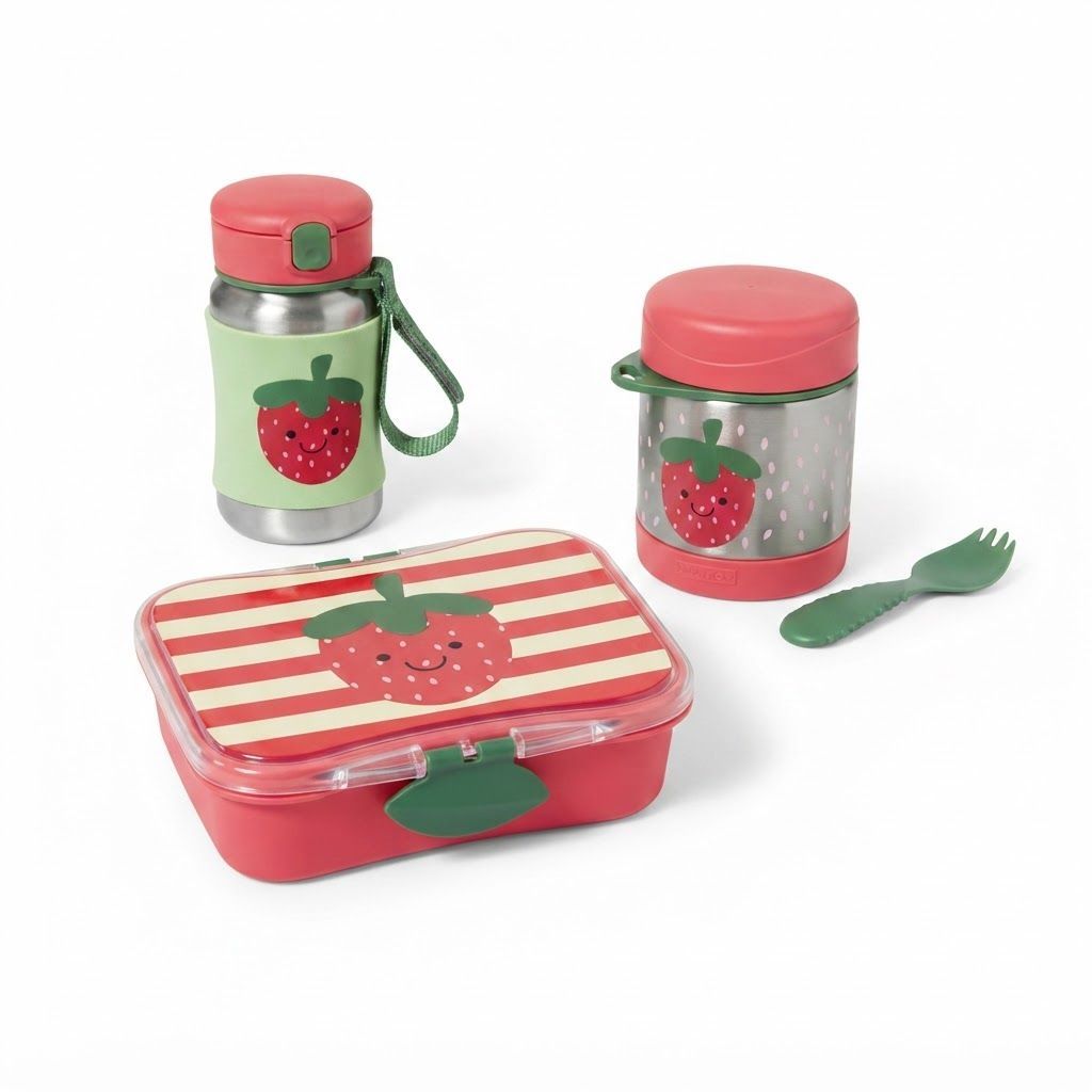 Skip Hop Spark Strawberry Style Food Jar 3-6 Years 325ml, Safe And Durable Build, Kid-Approved Sporty Design, Lightweight And Travel-Friendly - Multicolour