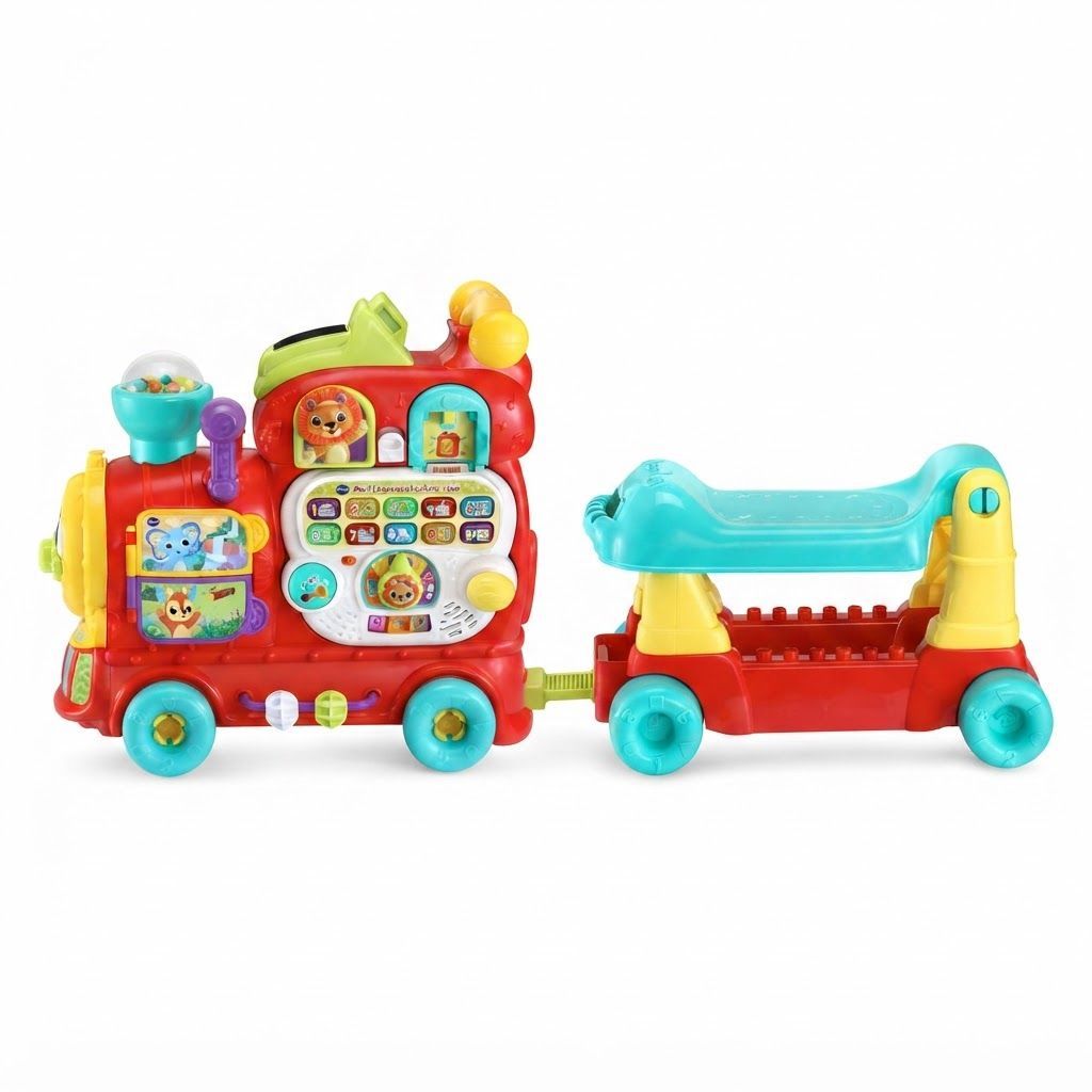 VTech 4-in-1 Letter Learning Train, Red - Interactive Ride-On Toy with Alphabet Blocks