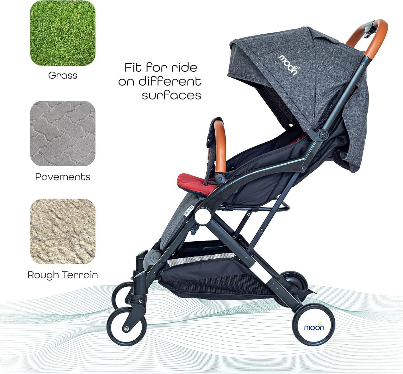 Nurtur Archer Lightweight Baby Stroller, 5.9Kg Compact Foldable Travel Stroller for Newborns, 0-36 Months, 5-Point Safety Harness | Red
