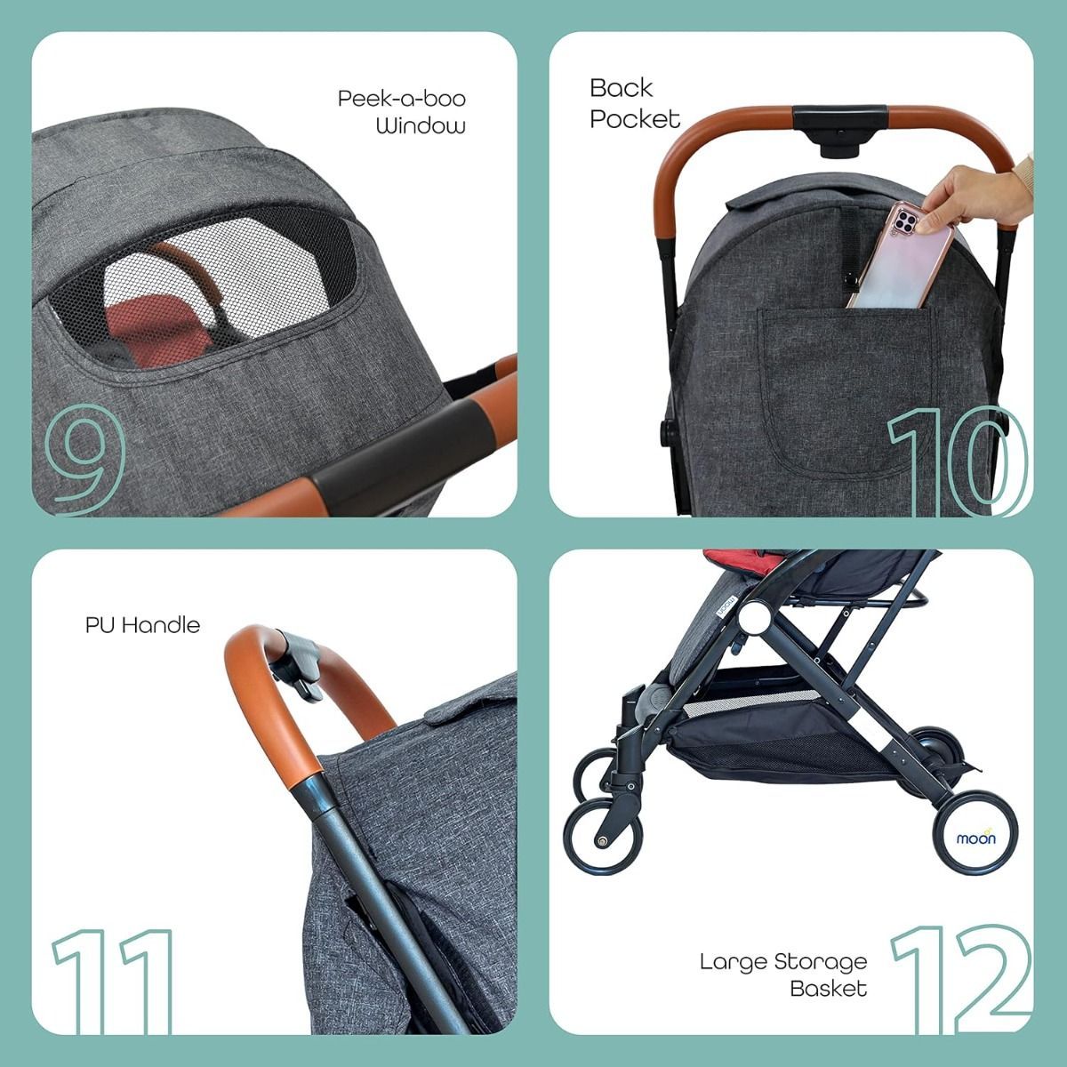 Nurtur Archer Lightweight Baby Stroller, 5.9Kg Compact Foldable Travel Stroller for Newborns, 0-36 Months, 5-Point Safety Harness | Red
