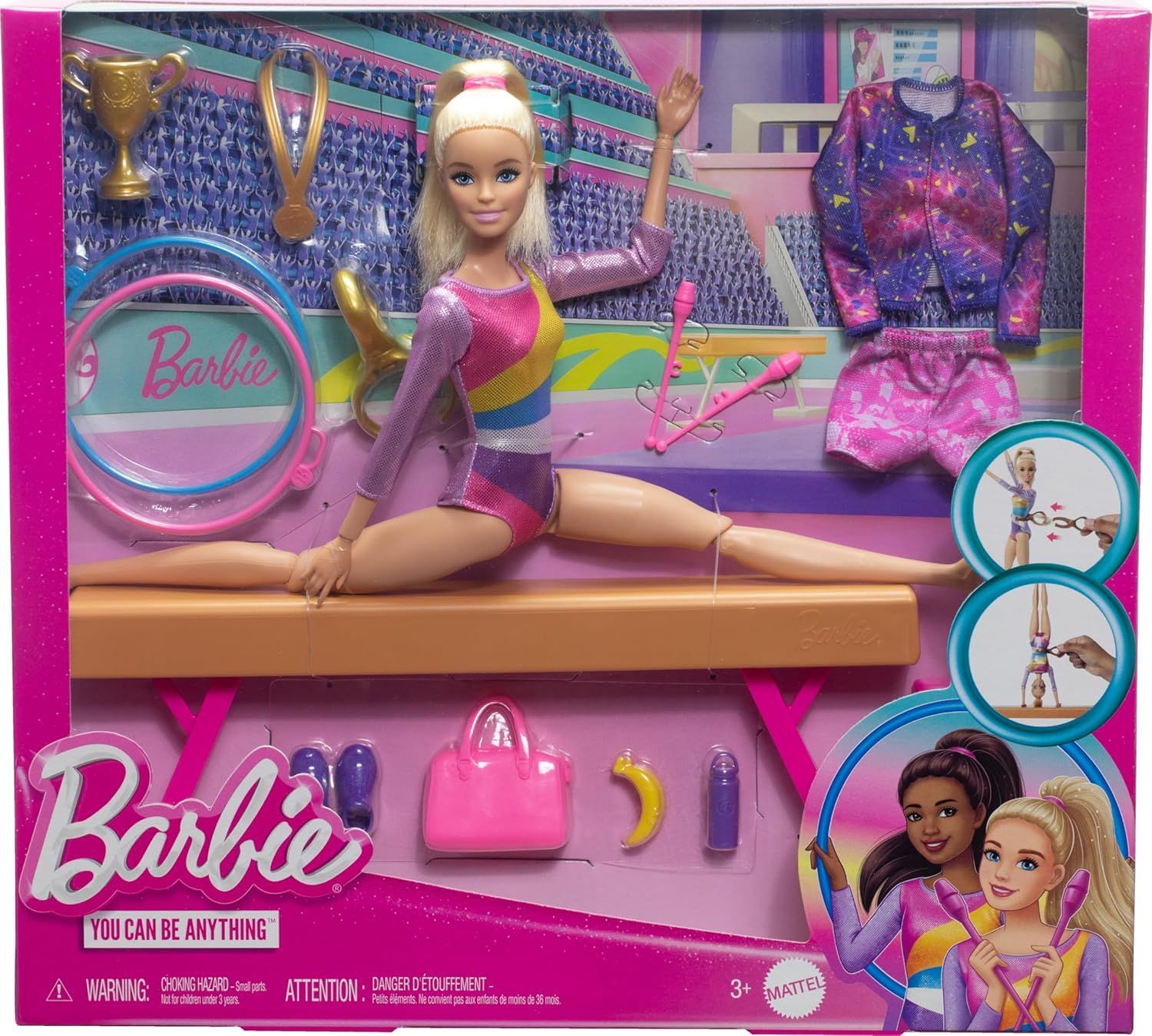 Barbie Gymnastics Playset: Blonde Doll & Balance Beam with 10+ Accessories