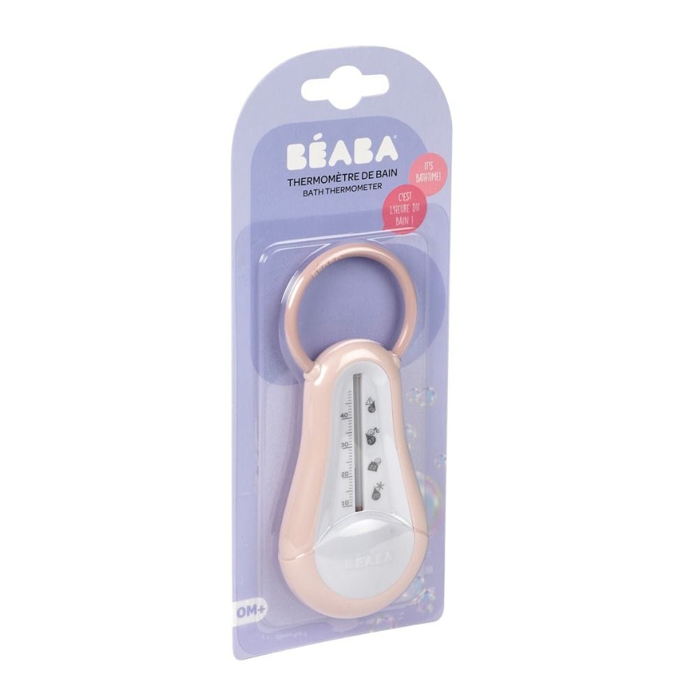 Beaba Bath Thermometer, Integrated Hanging Ring, Ergonomic Shape, Easy To Use, Easy Temperature Reading - Old Pink