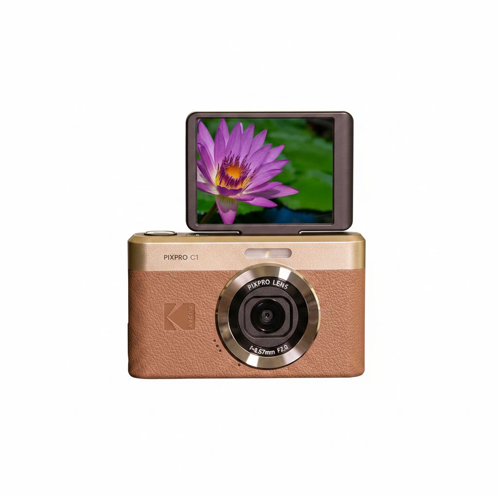 Kodak PIXPRO C1 Ultra-Compact Digital Camera 13MP with BSI CMOS Sensor, 4X Digital Zoom, 2.8-Inch LCD Screen & 16GB Built-In Storage | Brown