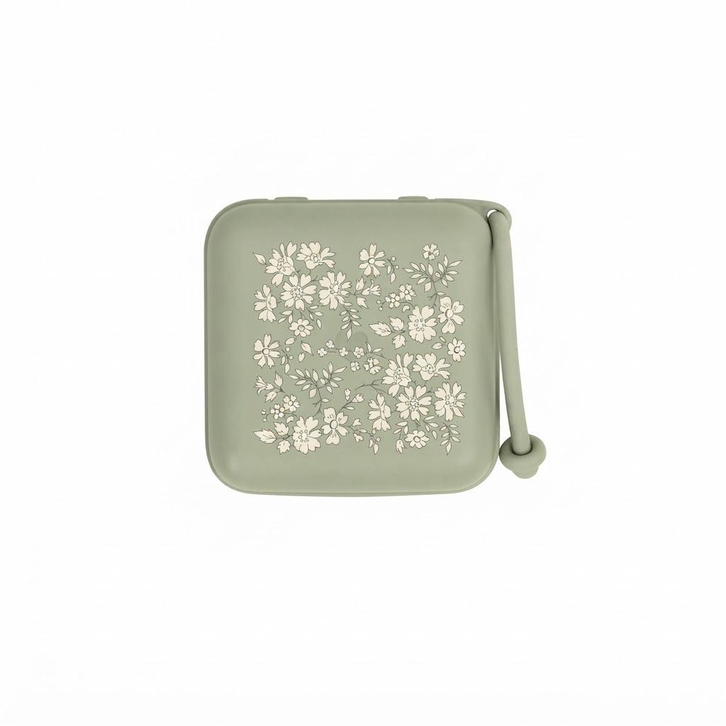 BIBS X Liberty Pacifier Box, Holds Up To Three Pacifiers, Made From Safe 100% Food-Grade Materials, Easy Fastening Strap - Capel Sage