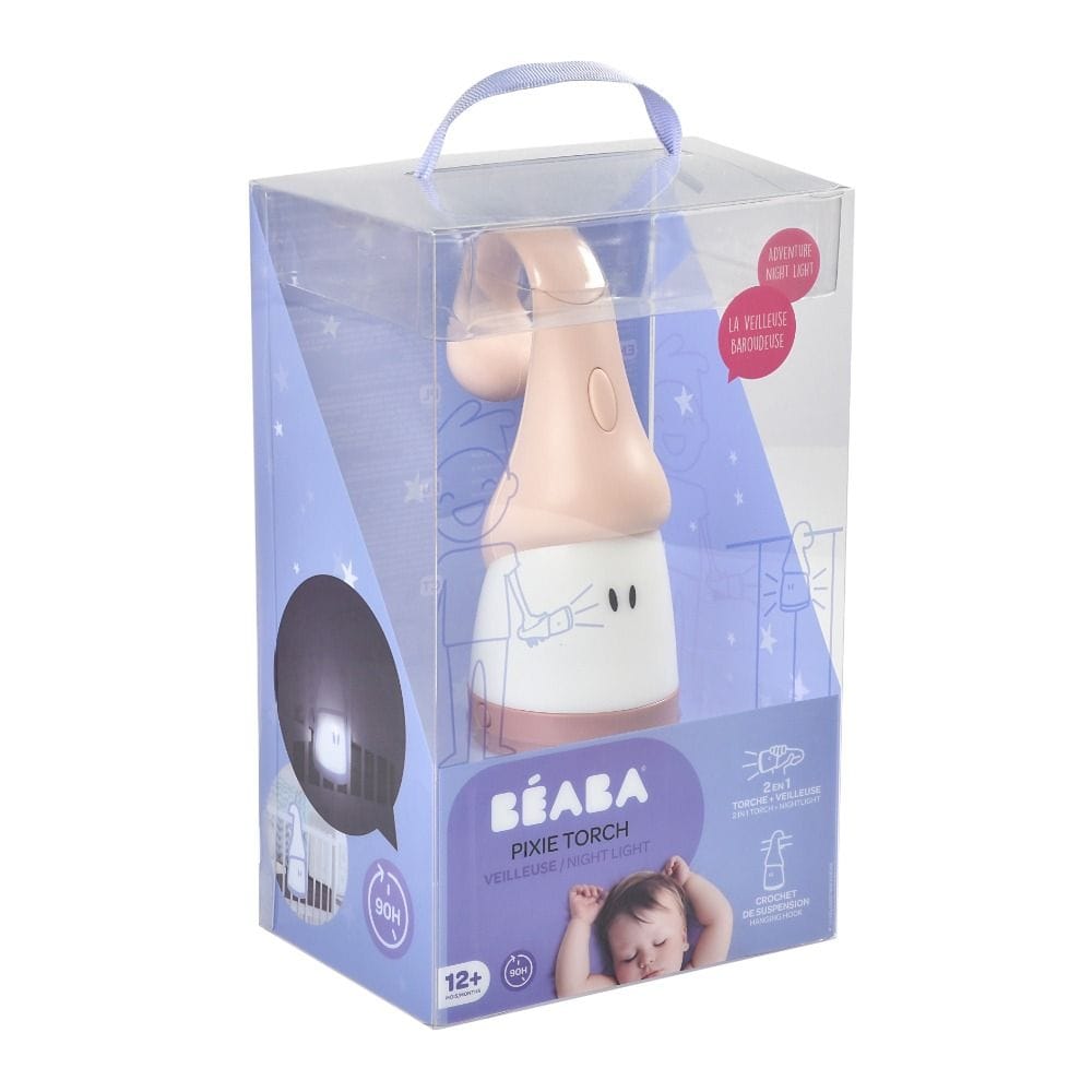 Beaba Pixie Torch 2 in 1 Movable Night Light, Long Battery Life, LED Technology For Reduced Energy Consumption, 2-in-1 Versatility - Chalk Pink