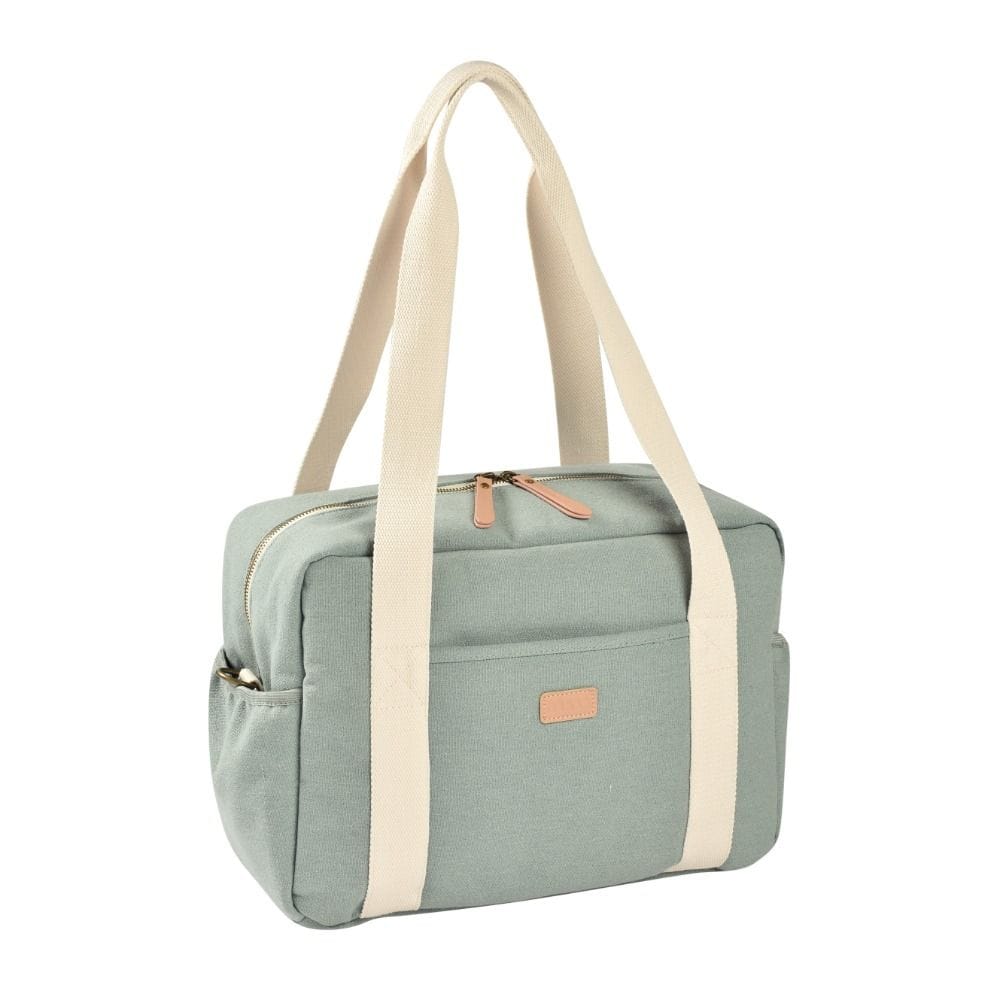 Beaba Paris Changing Bag, Facilitates Storage And Organisation, Built-in Pram Attachment System, Strap And Cotton Shoulder Handle - Sage Green