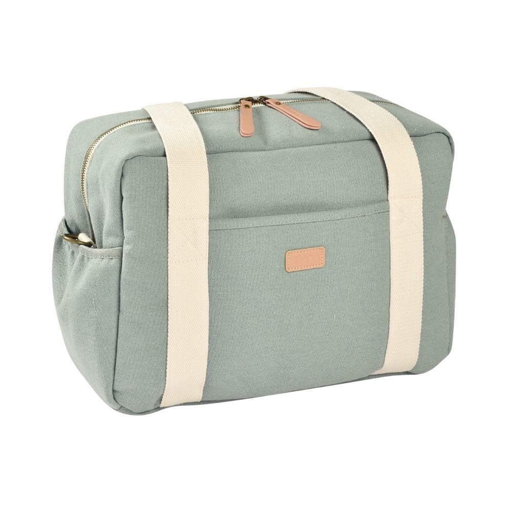 Beaba Paris Changing Bag, Facilitates Storage And Organisation, Built-in Pram Attachment System, Strap And Cotton Shoulder Handle - Sage Green