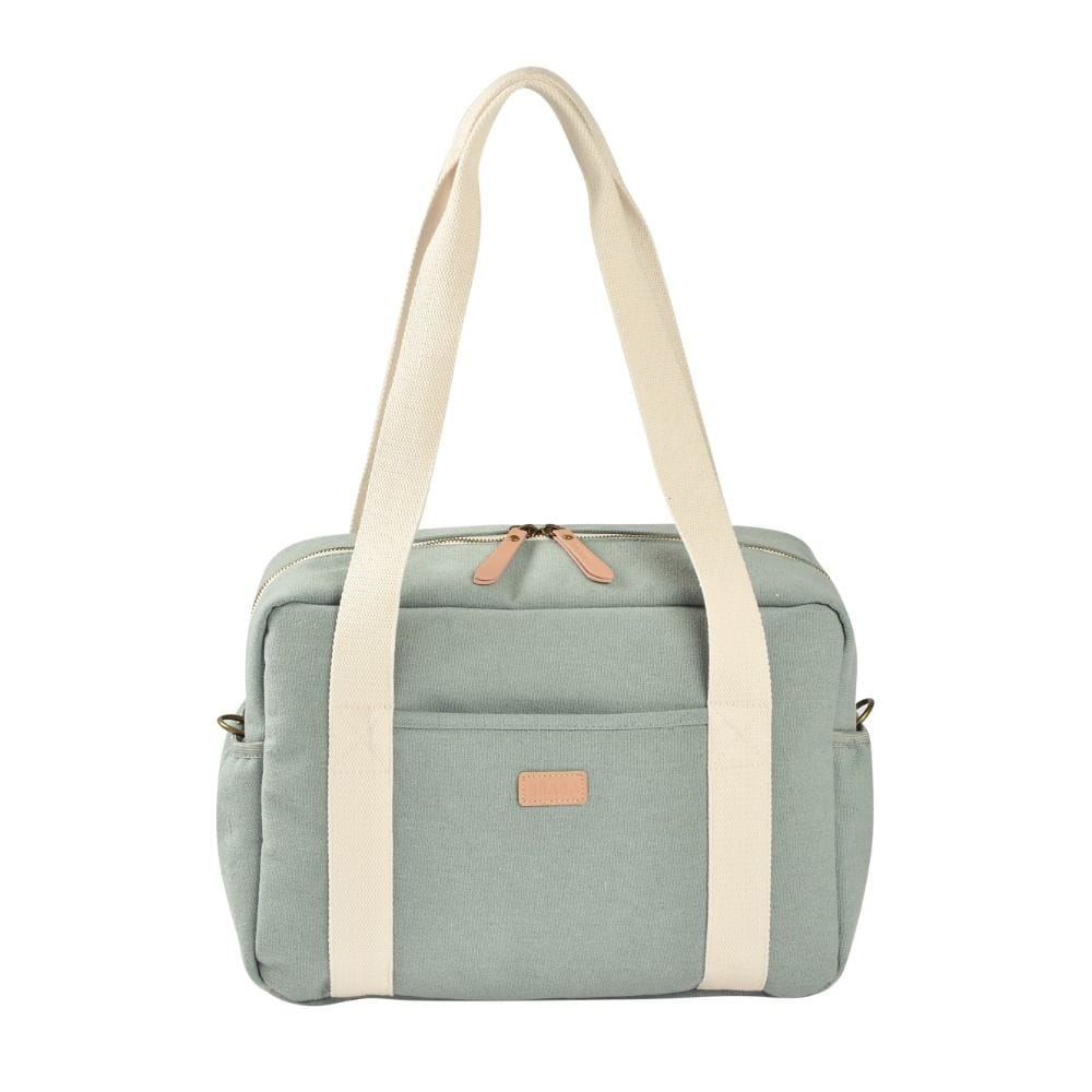 Beaba Paris Changing Bag, Facilitates Storage And Organisation, Built-in Pram Attachment System, Strap And Cotton Shoulder Handle - Sage Green