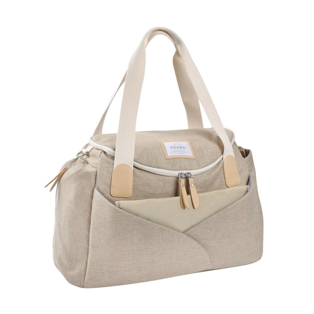 Beaba Sydney II Eco Changing Bag, 21L Capacity, Shoulder Strap, Removable Changing Mat, Multiple Pockets - Clay Soil