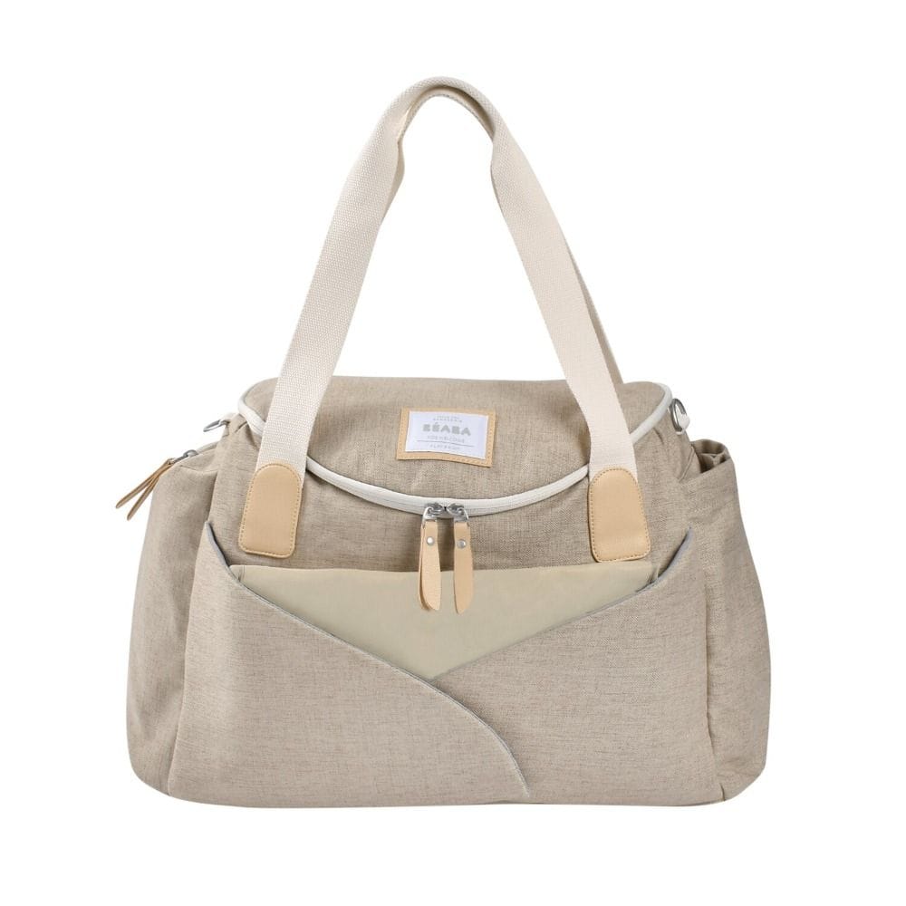 Beaba Sydney II Eco Changing Bag, 21L Capacity, Shoulder Strap, Removable Changing Mat, Multiple Pockets - Clay Soil