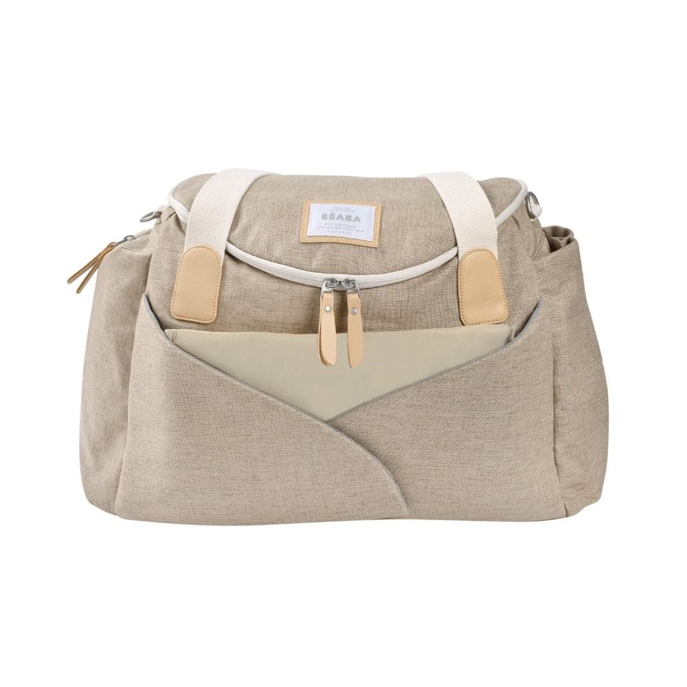 Beaba Sydney II Eco Changing Bag, 21L Capacity, Shoulder Strap, Removable Changing Mat, Multiple Pockets - Clay Soil