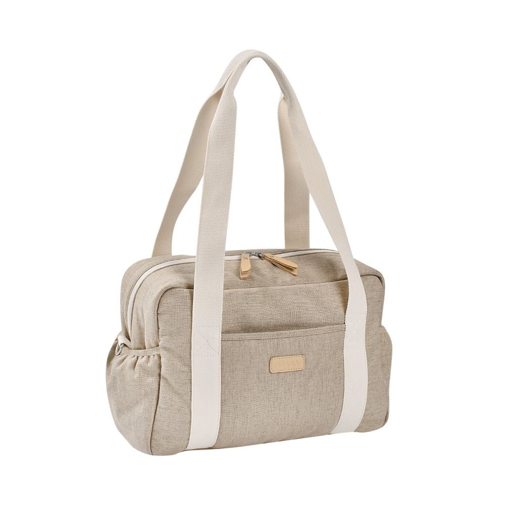 Beaba Paris Changing Bag, Facilitates Storage And Organisation, Built-in Pram Attachment System, Strap And Cotton Shoulder Handle - Eco Clay