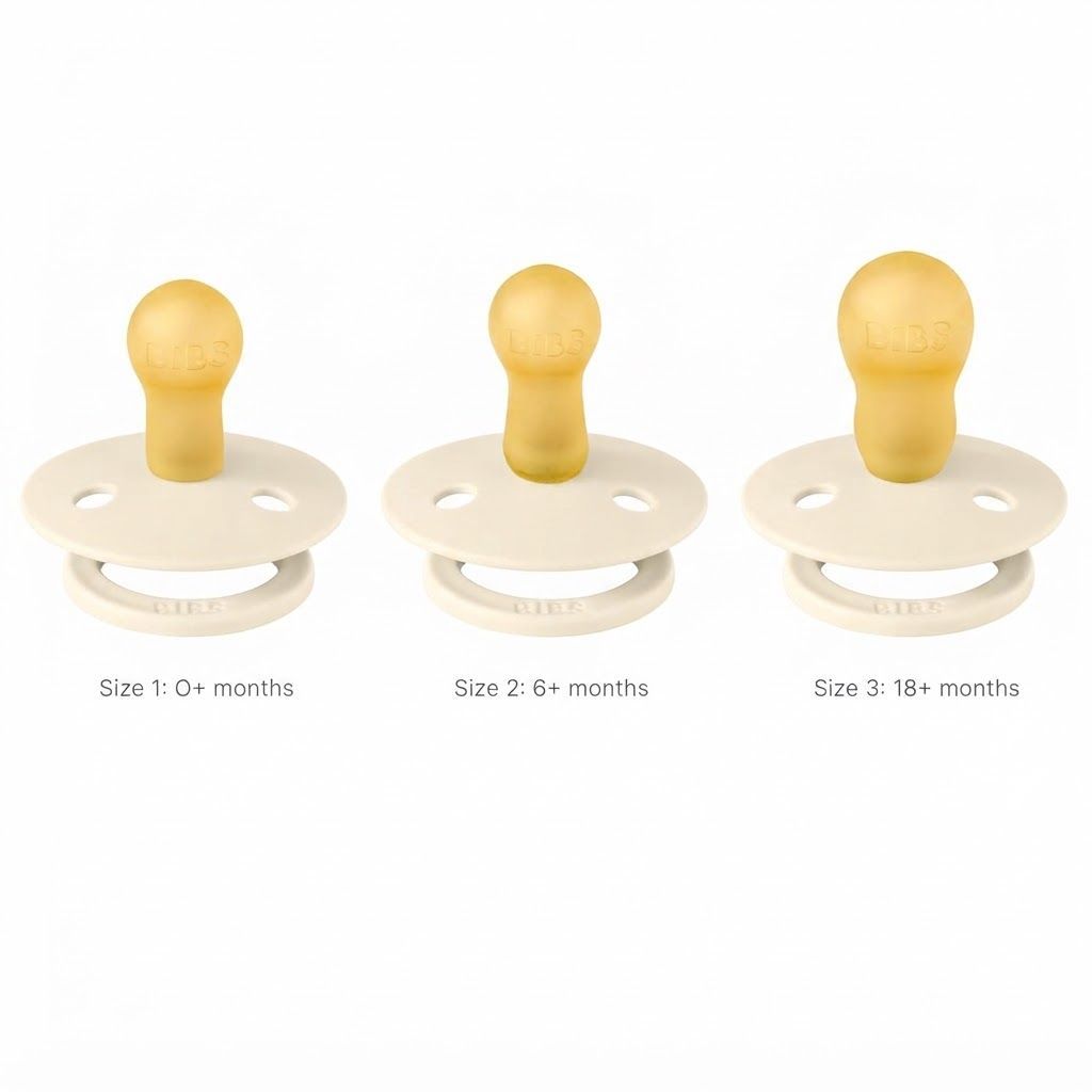 BIBS Latex Round Pacifier 0-6 Months Size 1 2 Pack, Vents For Air Circulation, Round Nipple Shape, Lightweight And Timeless Design - Sage/Cloud
