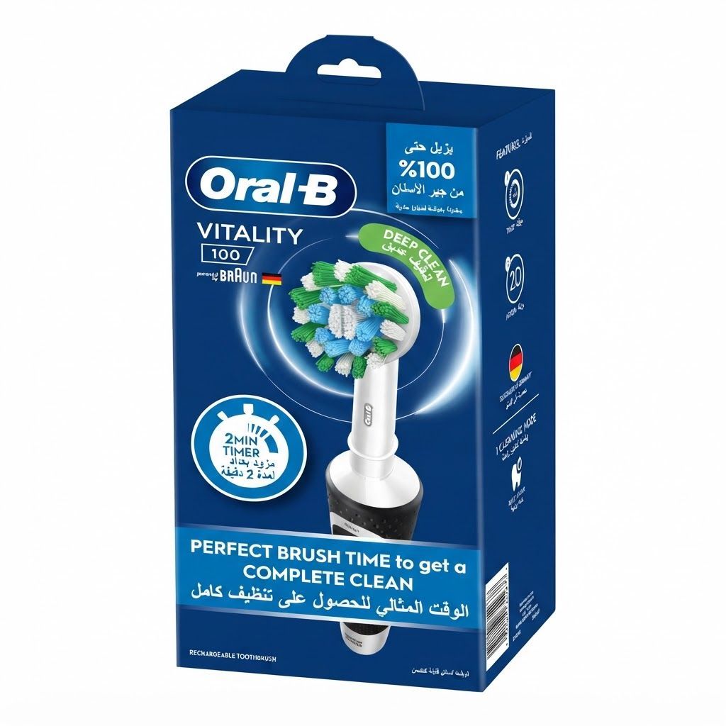 Oral-B Vitality 100 Black Electric Rechargeable Toothbrush with CrossAction Head, 2-Min Timer
