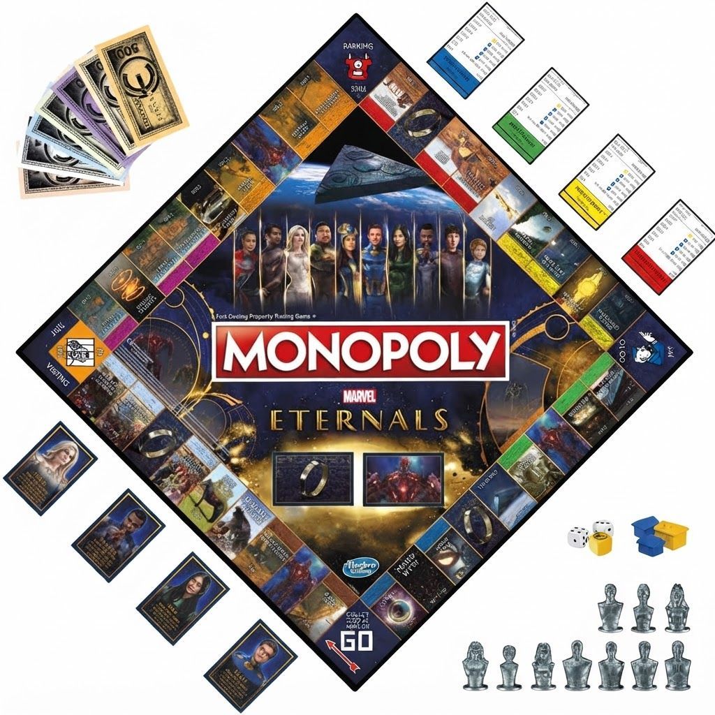 Monopoly: Marvel Studios' Eternals Edition Board Game, 10 Character Tokens, Cosmic Gameplay  8 Years and Up