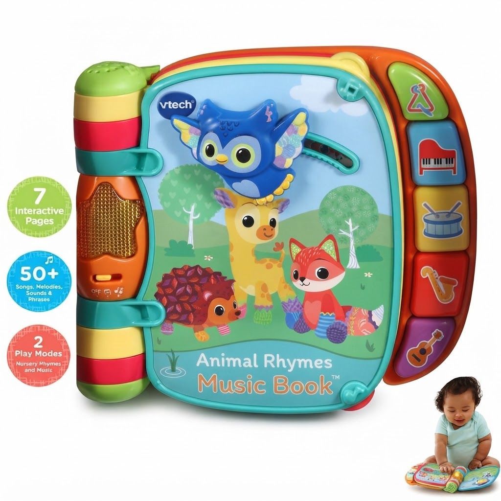 VTech Animal Rhymes Music Book (VTUS) - Interactive Musical Educational Toy for Babies & Infants