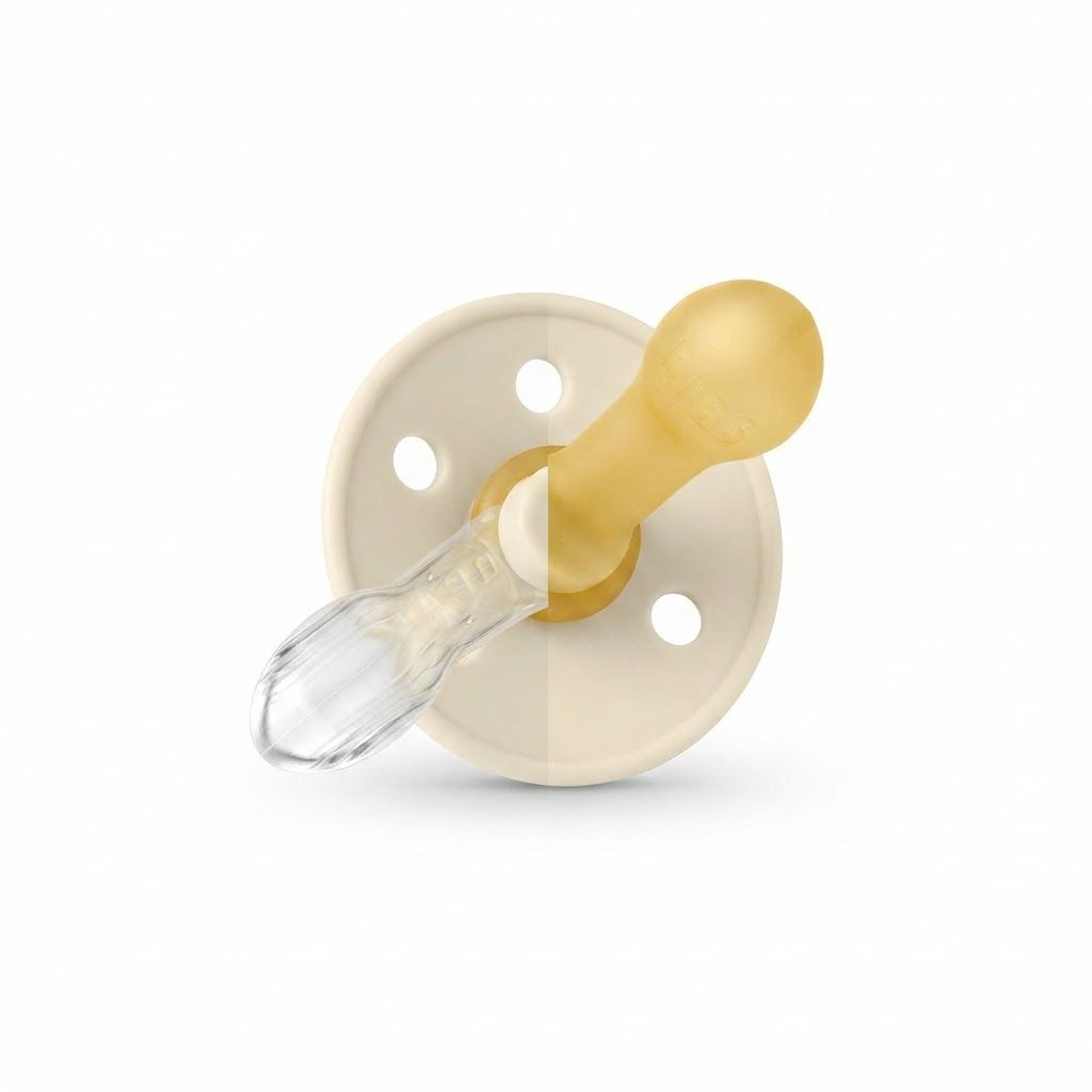 BIBS Try-It Collection Pacifier Size 1 0+ Months, Natural Rubber Latex Or Silicone Nipple, BPA-Free, Flexible And Durable Design - Blush