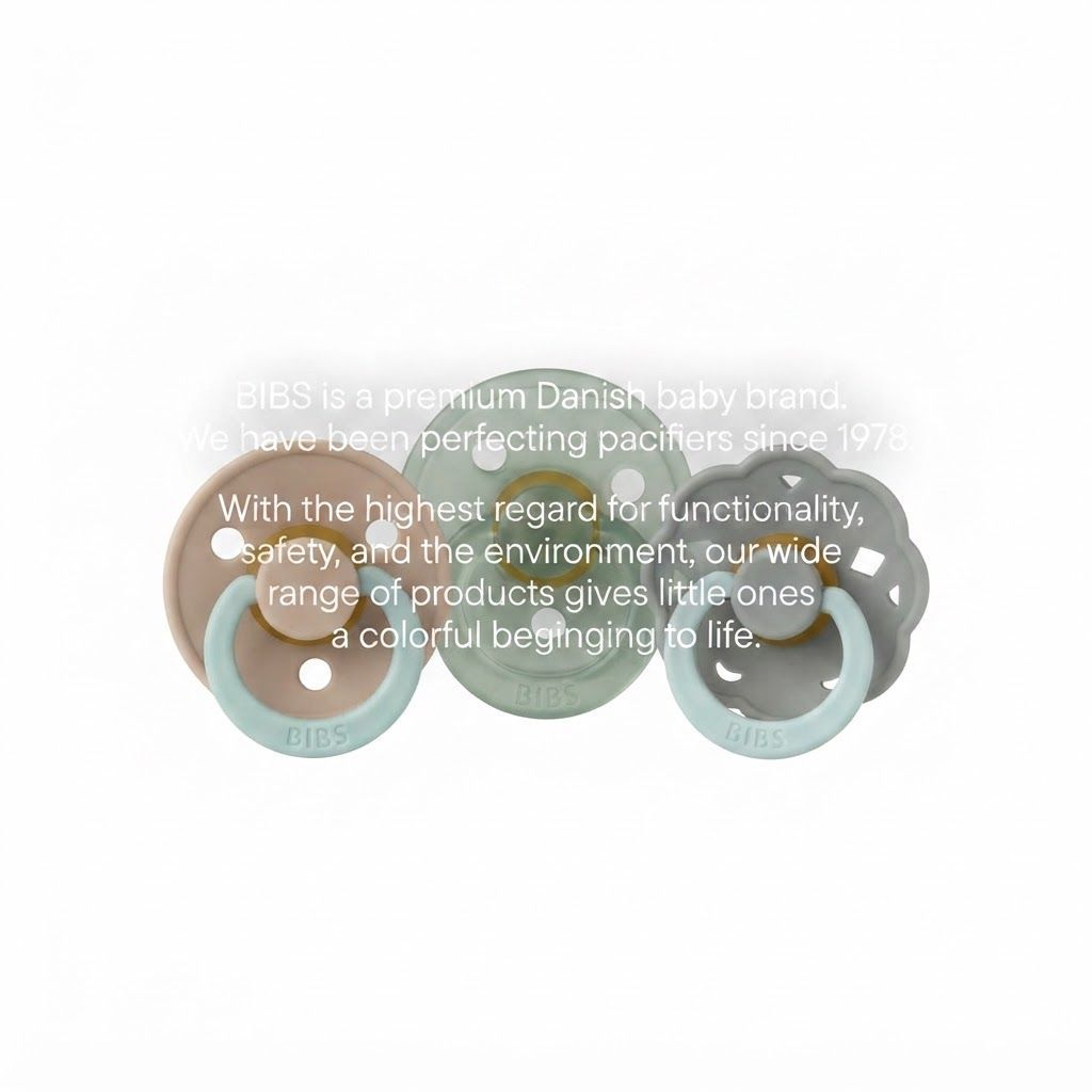 BIBS Latex Anatomical Pacifier Size 1 0-6 Months 2 Pack, Air Releasing Valve, Anti-Irritation Shield, Flexible And Durable Design - Sage/Cloud