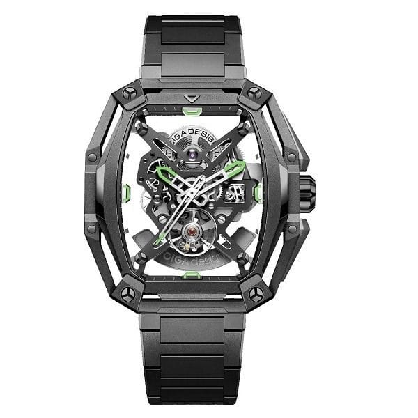 CIGA Design Z Series Grey Hunter Automatic Watch, Tonneau Stainless Steel Case, Transparent Dial, Sapphire Crystal, Grey Steel Bracelet, 30M Water Resistant