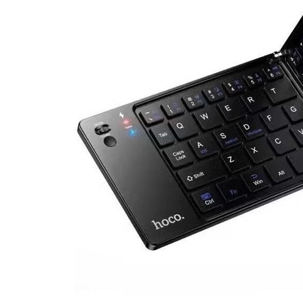HOCO D181 Foldable Wireless Bluetooth Keyboard, Portable Compact Keyboard for Tablets, Smartphones & Laptops - Black