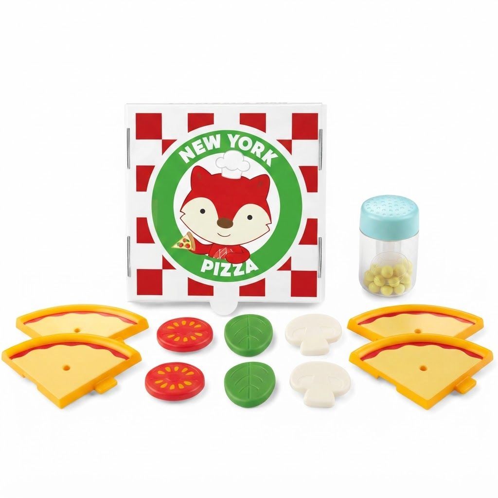 Skip Hop Zoo Piece A Pizza Set 2+ Years, Interlocking Pizza Slice Design, Supports Fine Motor Skills And Hand-Eye Coordination - Multicolour