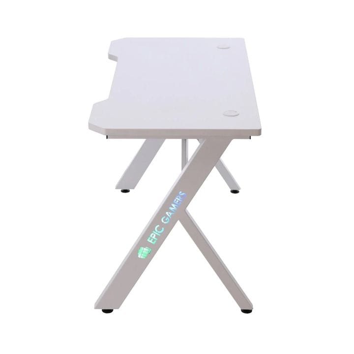 Epic Gamers Gaming Desk V2 – V2 Series Gaming Desk for PC Gaming & Streaming Setup | White – EG-V2GD-W