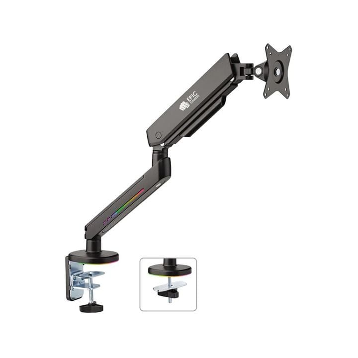 Epic Gamers Single Gas Spring RGB Monitor Arm – Adjustable Monitor Mount Stand | Black – EG-SGSMA-B