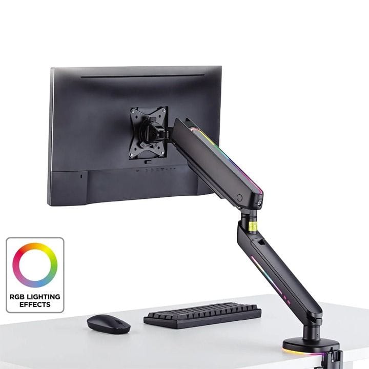 Epic Gamers Single Gas Spring RGB Monitor Arm – Adjustable Monitor Mount Stand | Black – EG-SGSMA-B